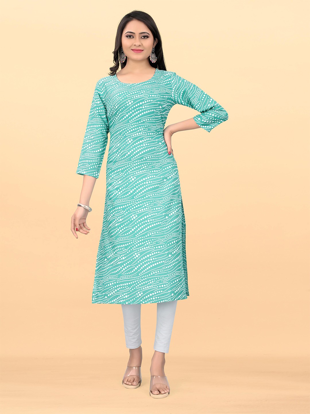 

TITANIUM SILK INDUSTRIES PVT. LTD. Abstract Printed Straight Kurta, Sea green