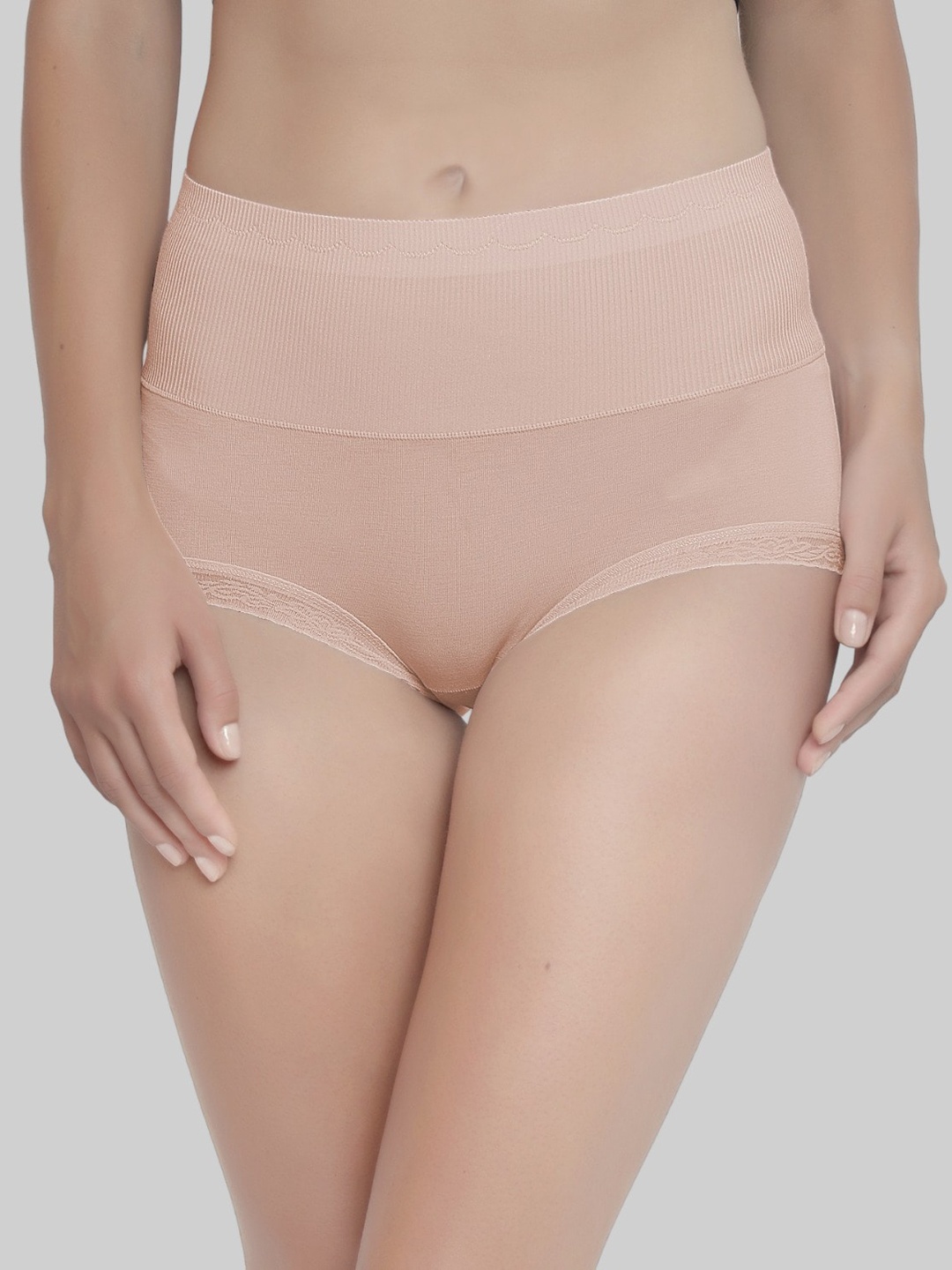 

PLUMBURY High-Rise Anti Microbial Hipster Briefs, Beige