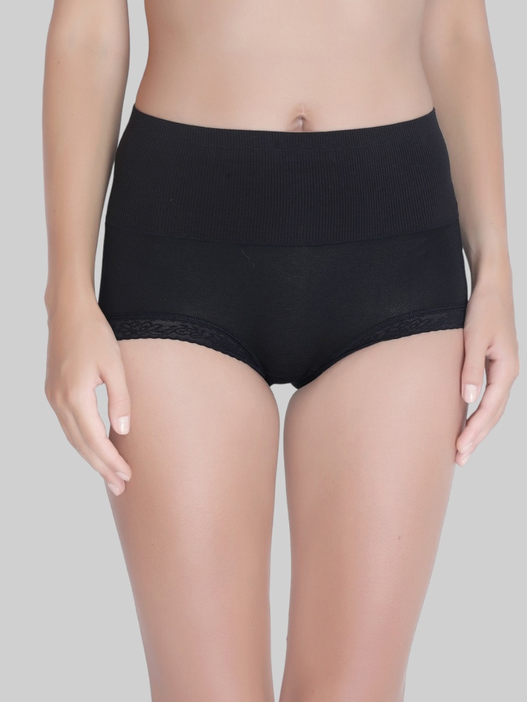 

PLUMBURY High-Rise Anti Microbial Hipster Briefs, Black