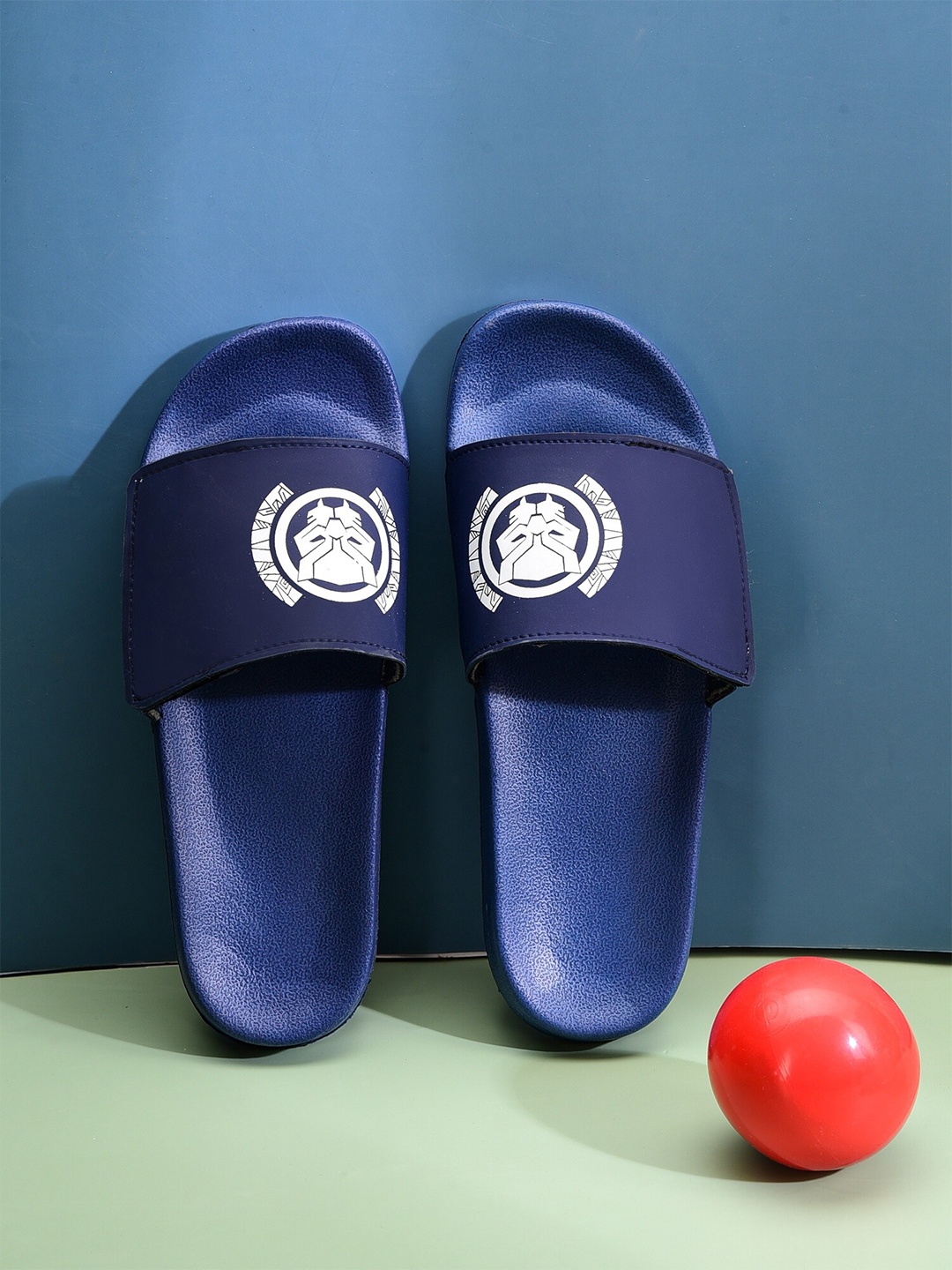 

Greentech Men Printed Rubber Sliders, Blue