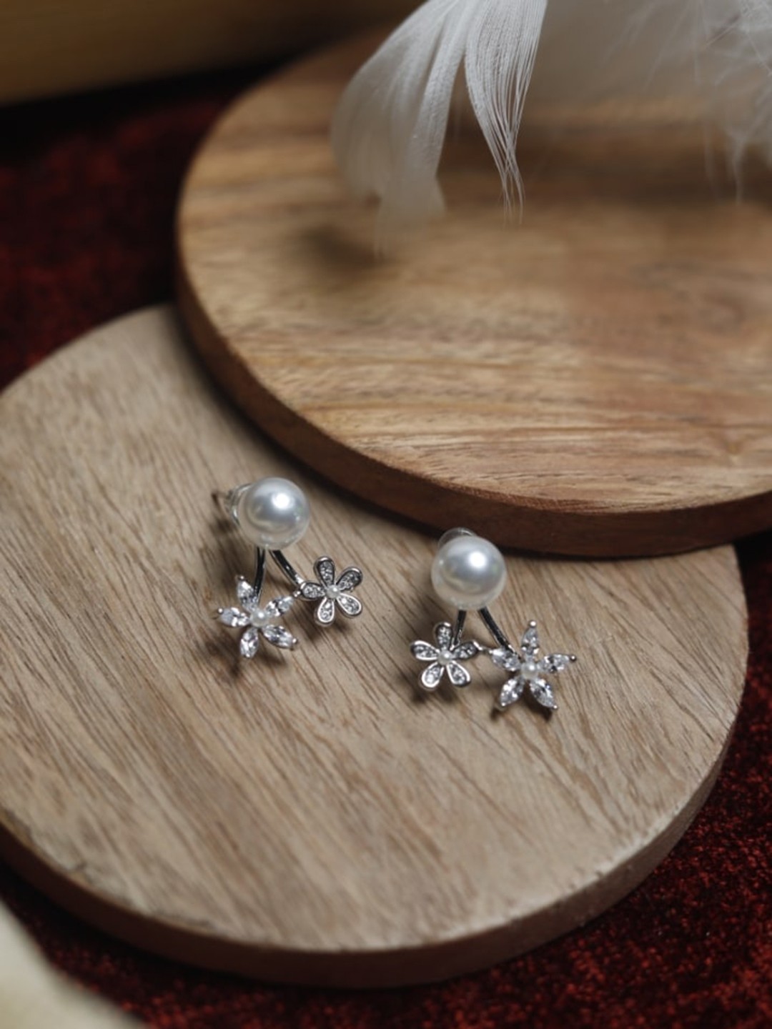 

Maansh Rhodium-Plated Floral Stud Earrings, Silver