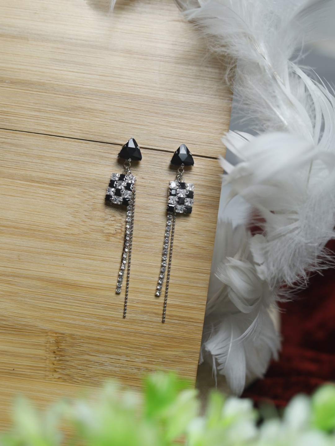 

Maansh Silver Plated Stainless Steel Contemporary Drop Earrings