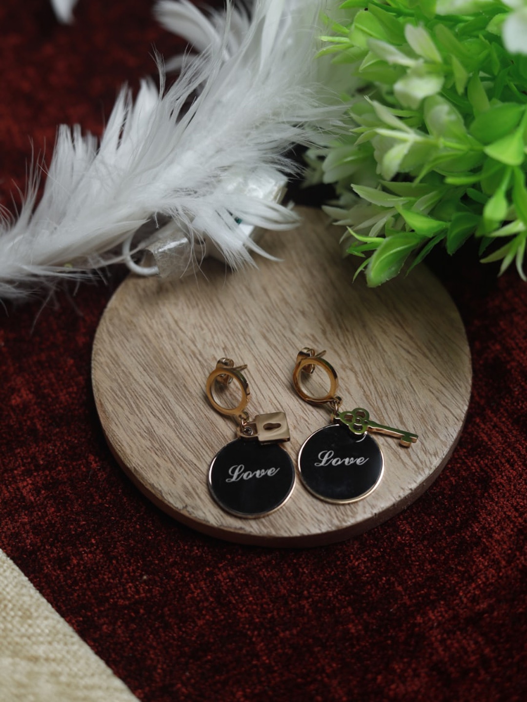

Maansh Rose Gold-Plated Drop Earrings, Black