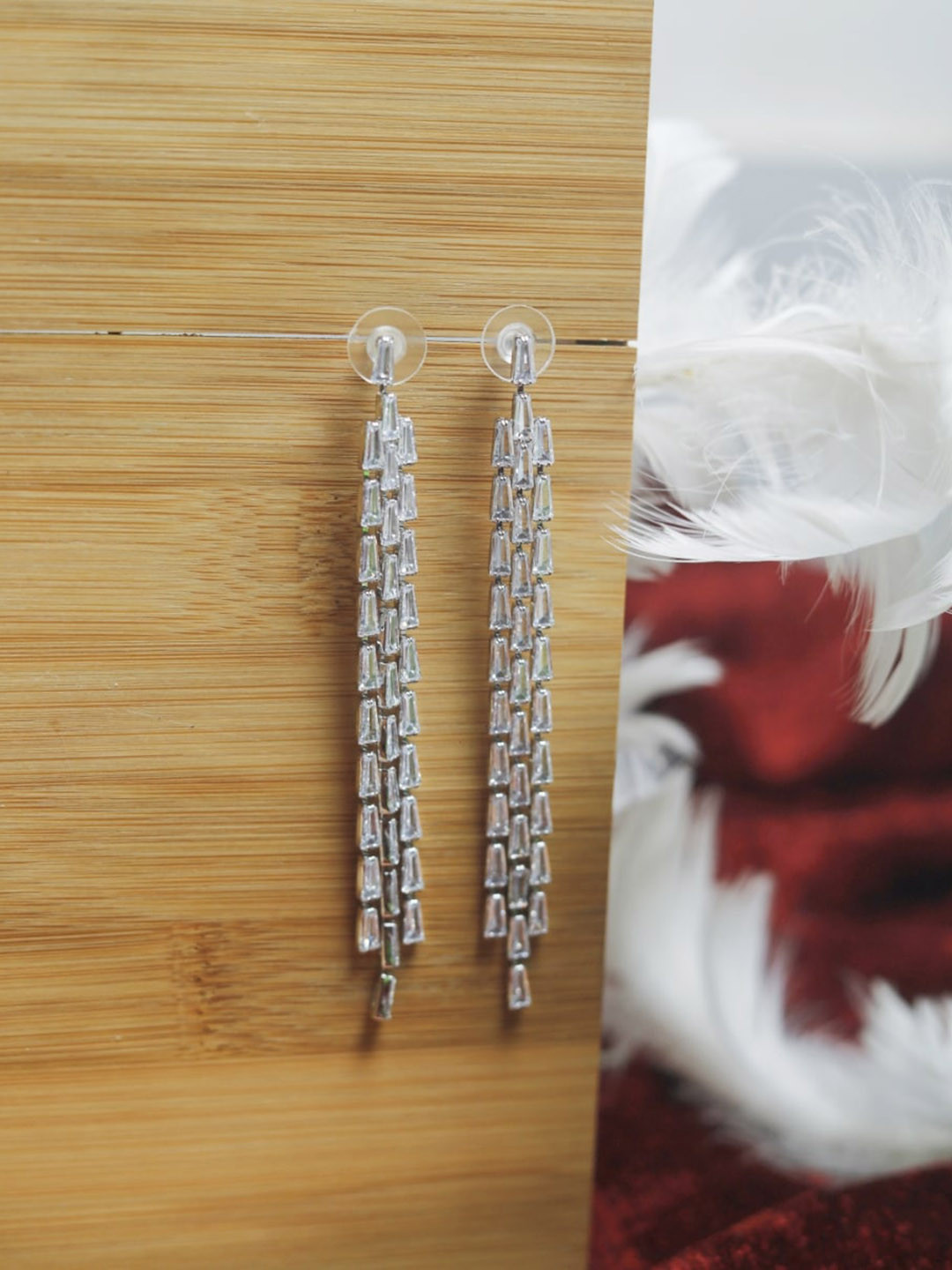 

Maansh Silver-Plated Contemporary Drop Earrings