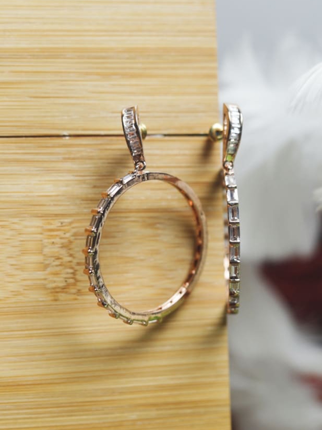 

Maansh Rose Gold Plated Stainless Steel Geometric Drop Earrings