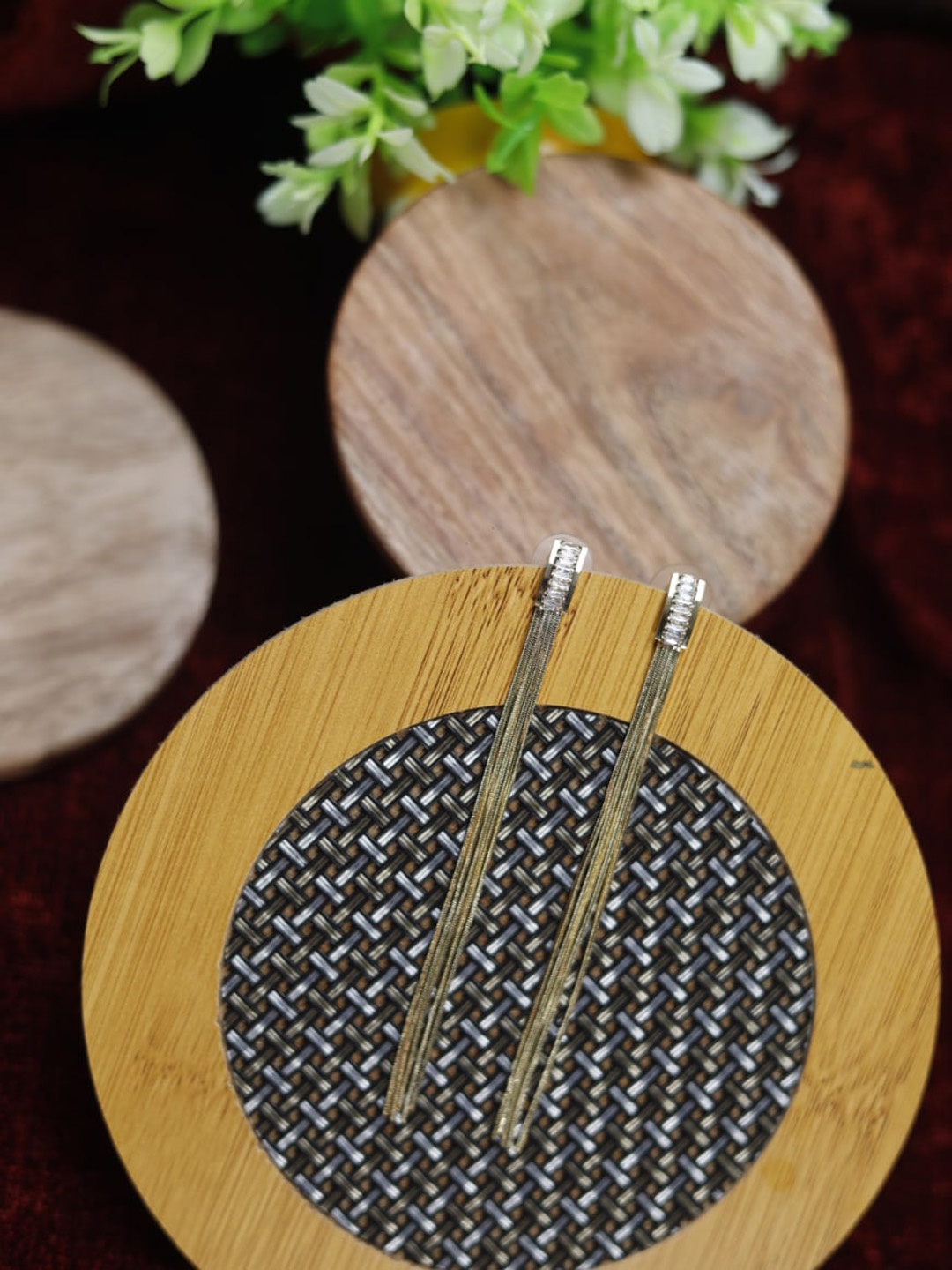 

Maansh Gold-Plated Contemporary Drop Earrings