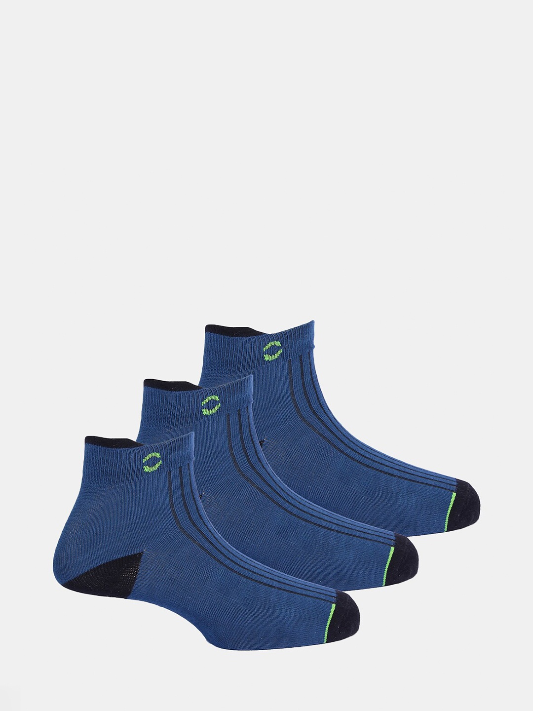 

FREECULTR Unisex Pack Of 3 Patterned Ankle Length Odour Resistant Socks, Navy blue