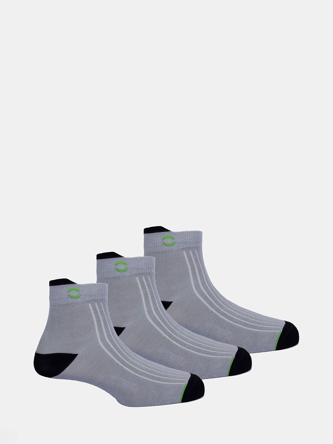 

FREECULTR Unisex Pack Of 3 Patterned Ankle Length Odour Resistant Socks, Grey