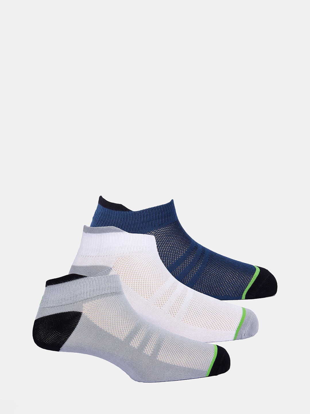 

FREECULTR Unisex Pack Of 3 Odour Resistant Patterned Low Cut Bamboo Socks, Navy blue