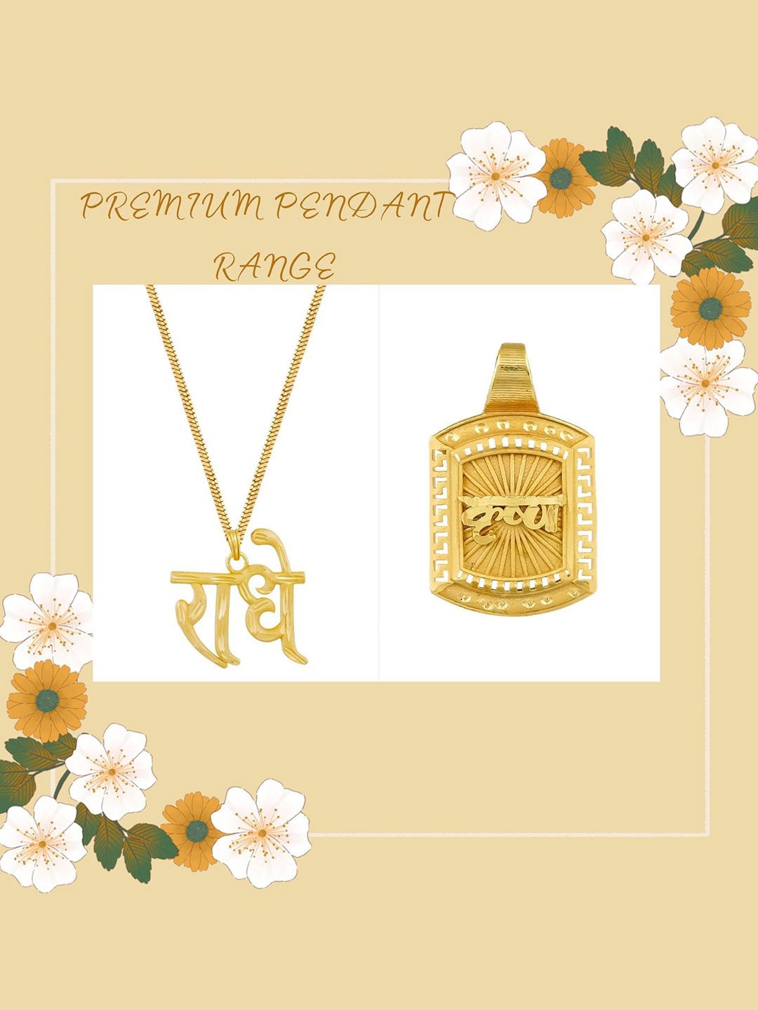 

MANSIYAORANGE Set Of 2 Gold Plated Pendants With Single Chain