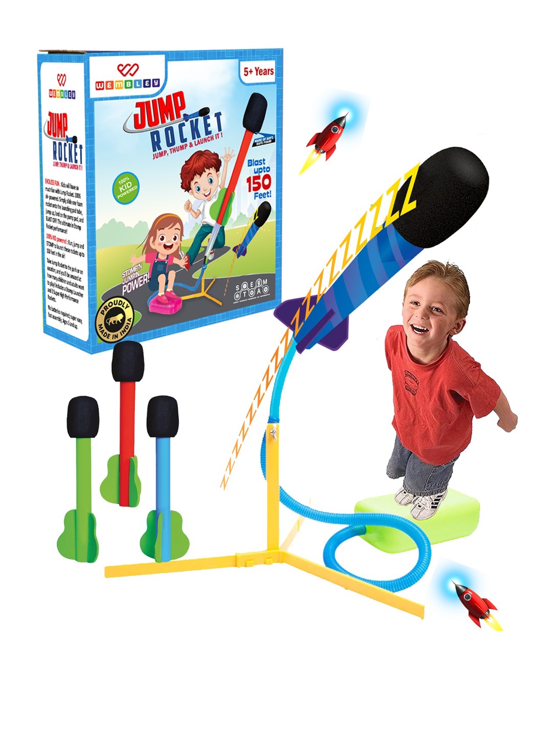 

WEMBLEY Kids Jump Rocket Toys, Blue
