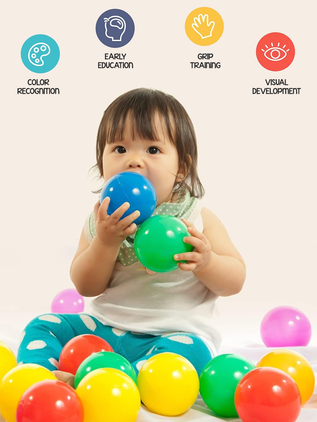 

WEMBLEY Kids Set Of 50 Soft & Safe Pool Balls, Red