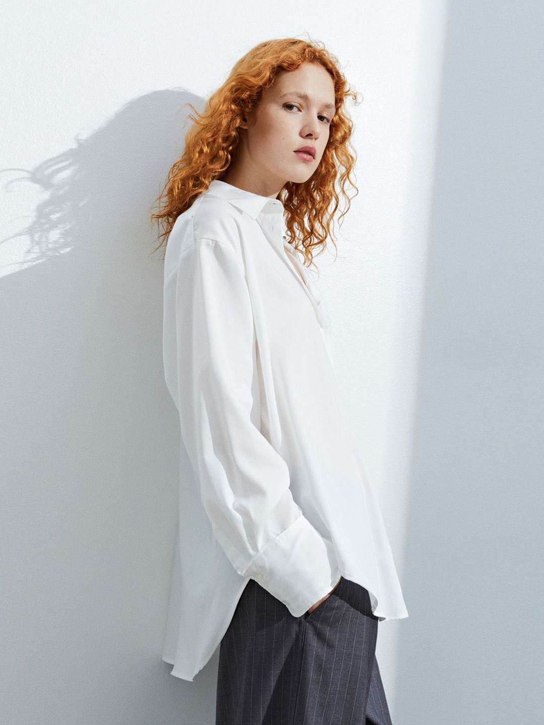 

H&M Satin Shirt, White