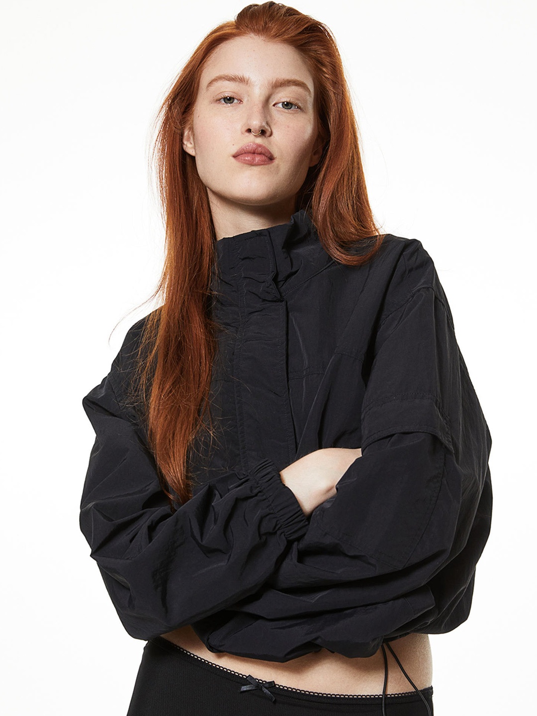 

H&M Nylon Windbreaker, Navy blue