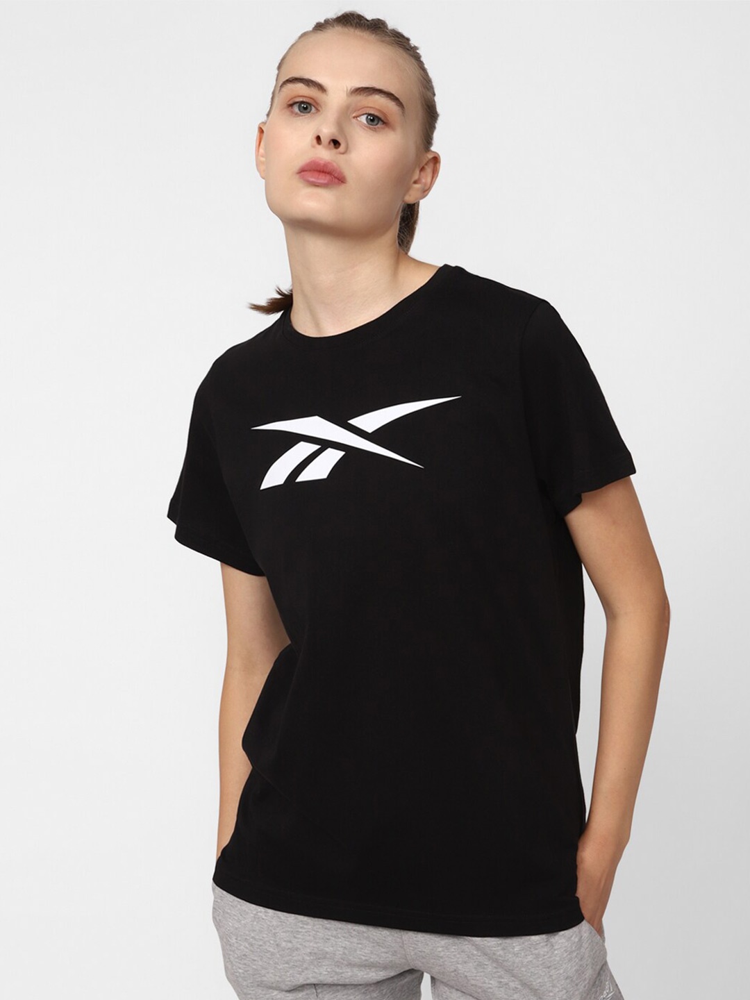 

Reebok Vector Graphic Printed Pure Cotton T-Shirt, Black