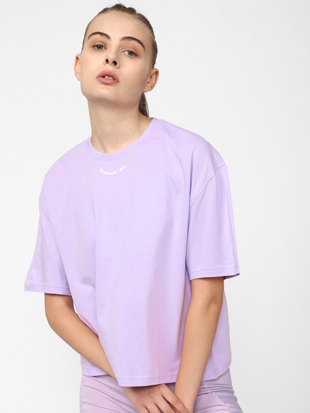 

Reebok Pure Cotton Oversized T-Shirt, Purple