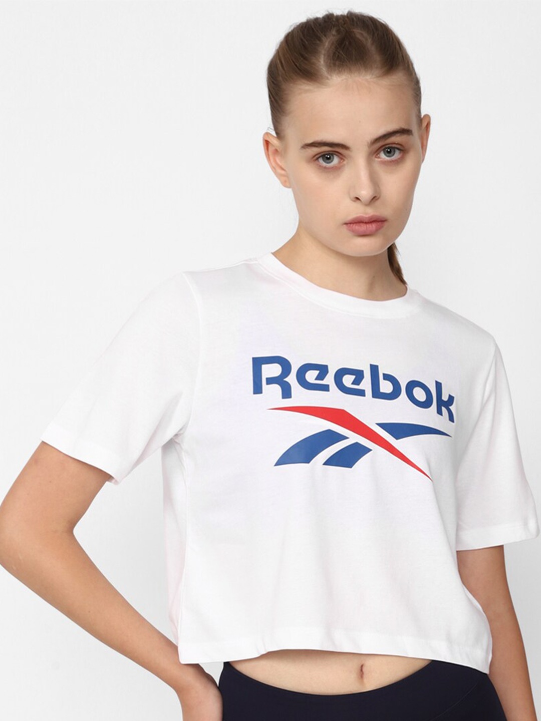 

Reebok Brand Logo Printed Bl Crop T-Shirt, White