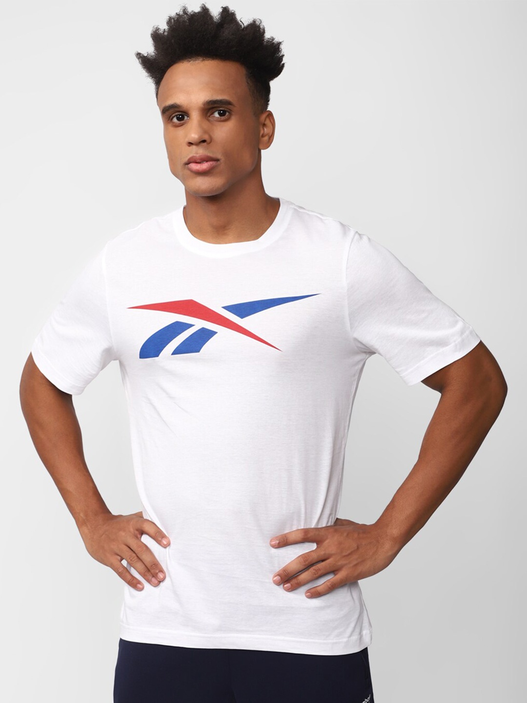 

Reebok Printed Slim-Fit Pure Cotton T-Shirt, White