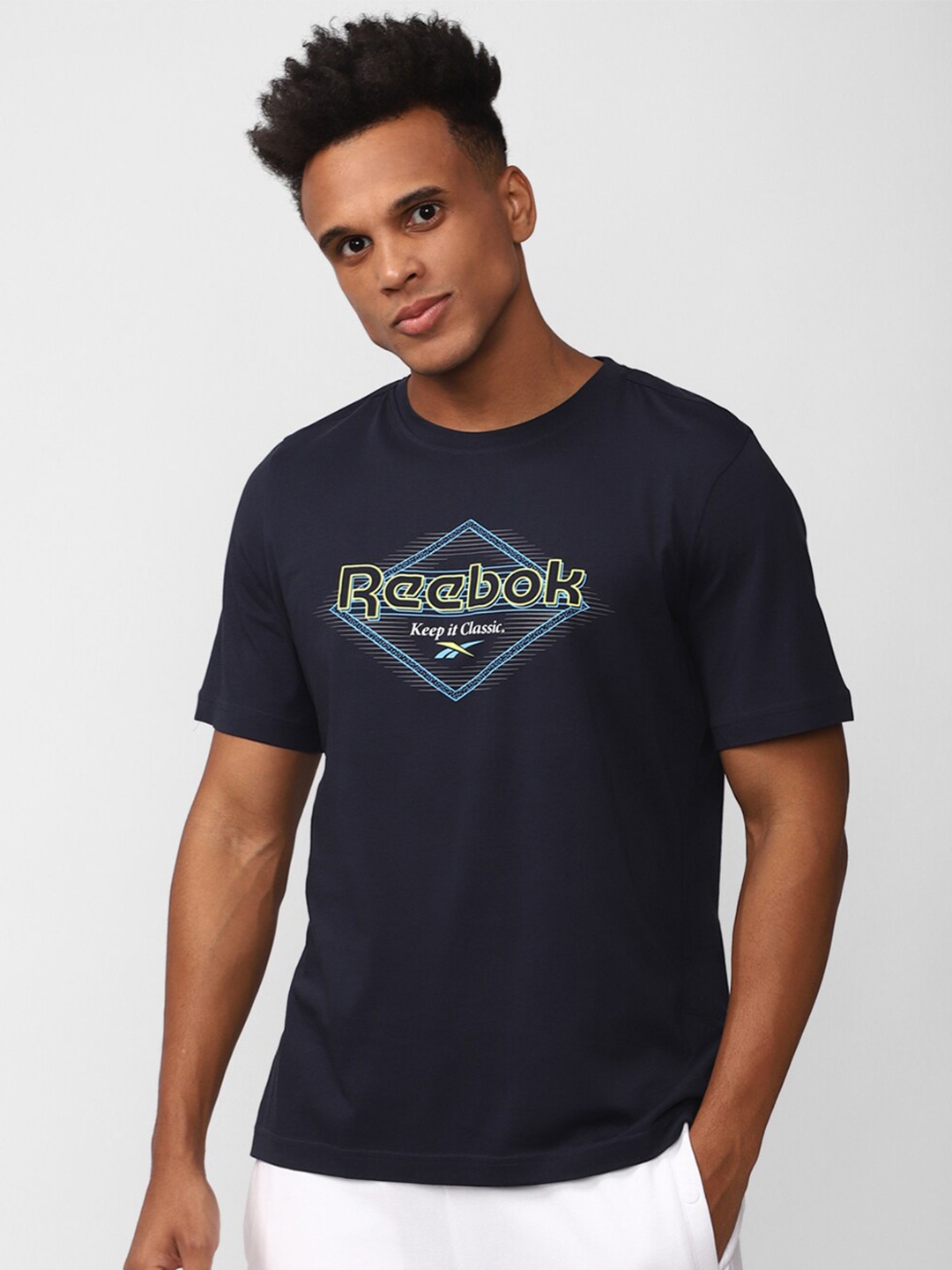 

Reebok Gs Keep It Classic Vecnav Printed Pure Cotton T-Shirt, Navy blue