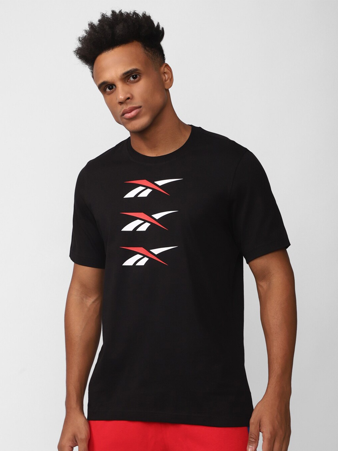 

Reebok Printed Pure Cotton Slim-Fit T-Shirt, Black