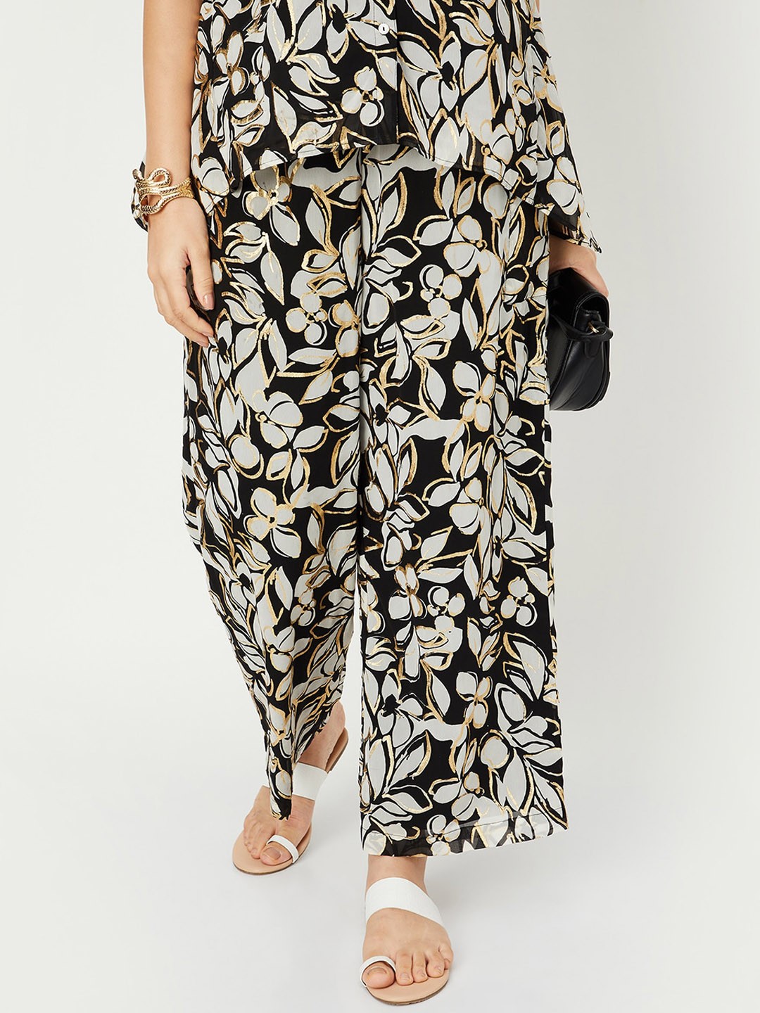 

max Women Floral Printed Parallel Trousers, Grey