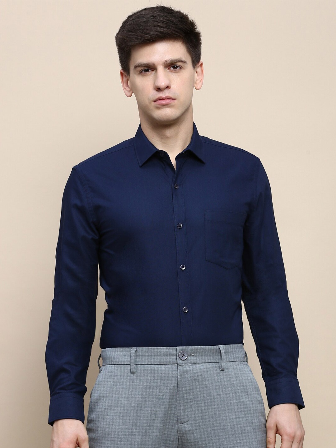 

INVICTUS Comfort Slim Fit Cotton Formal Shirt, Navy blue