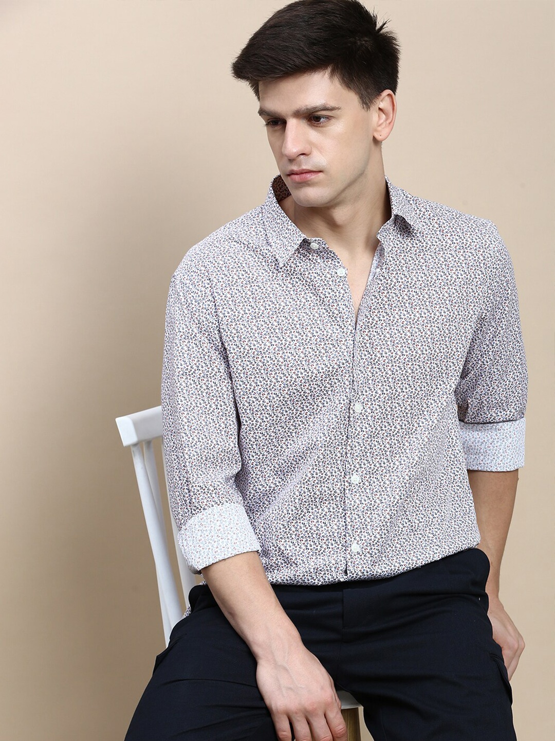 

INVICTUS Sport Floral Printed Cotton Slim Fit Casual Shirt, White
