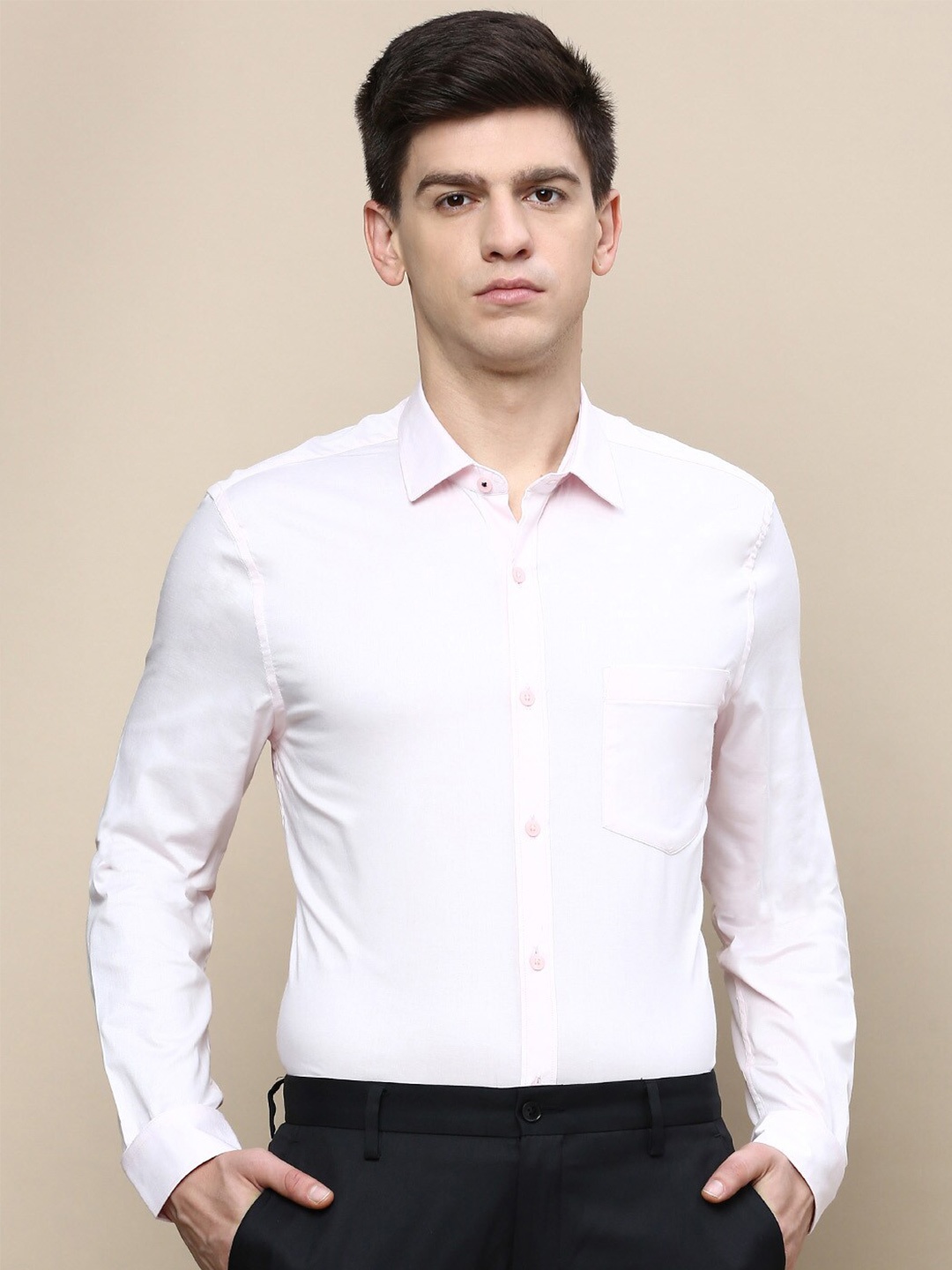 

INVICTUS Standard Spread Collar Cotton Slim Fit Formal Shirt, Pink