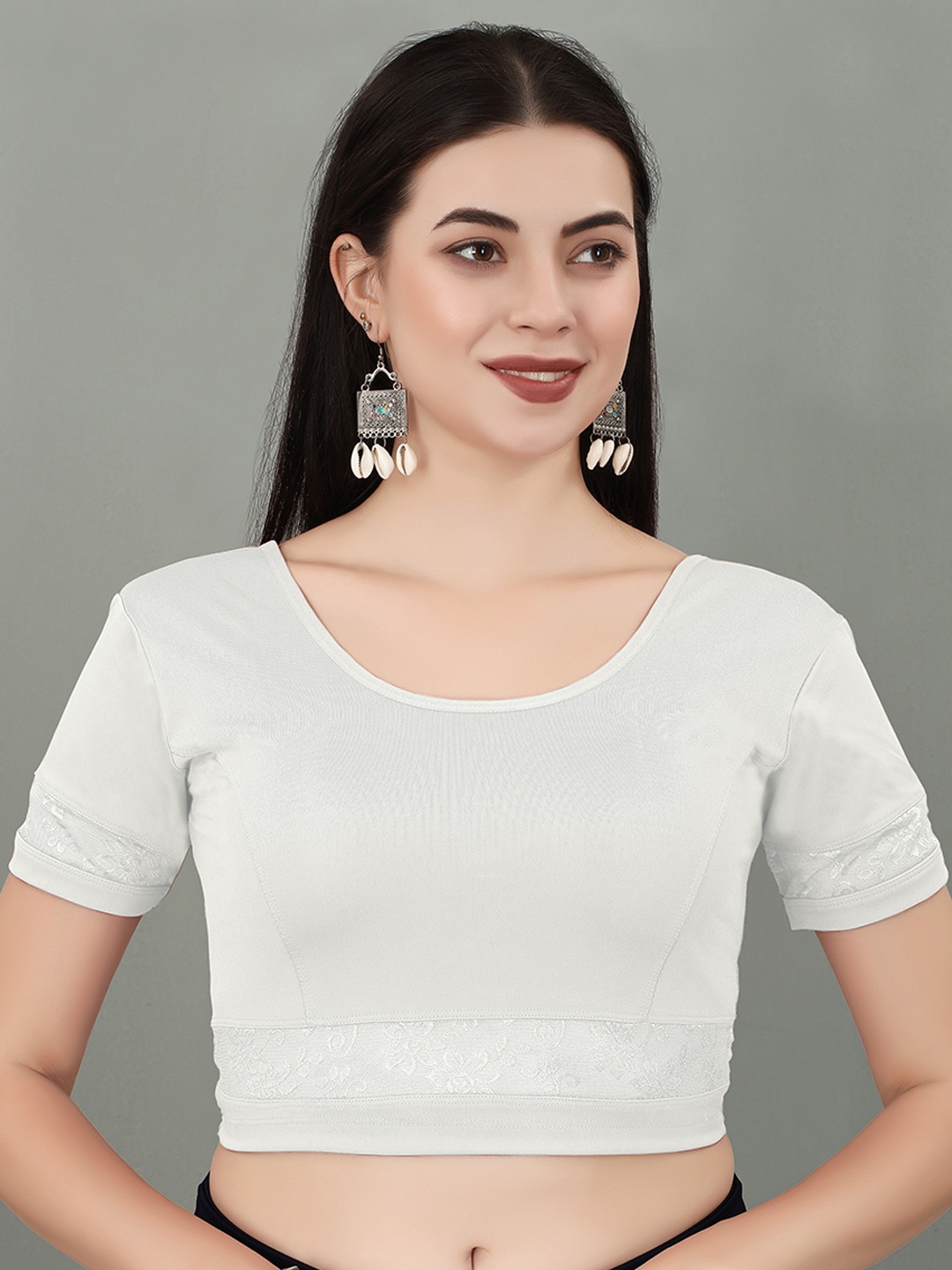 

SERONA FABRICS Stretchable Saree Blouse, White