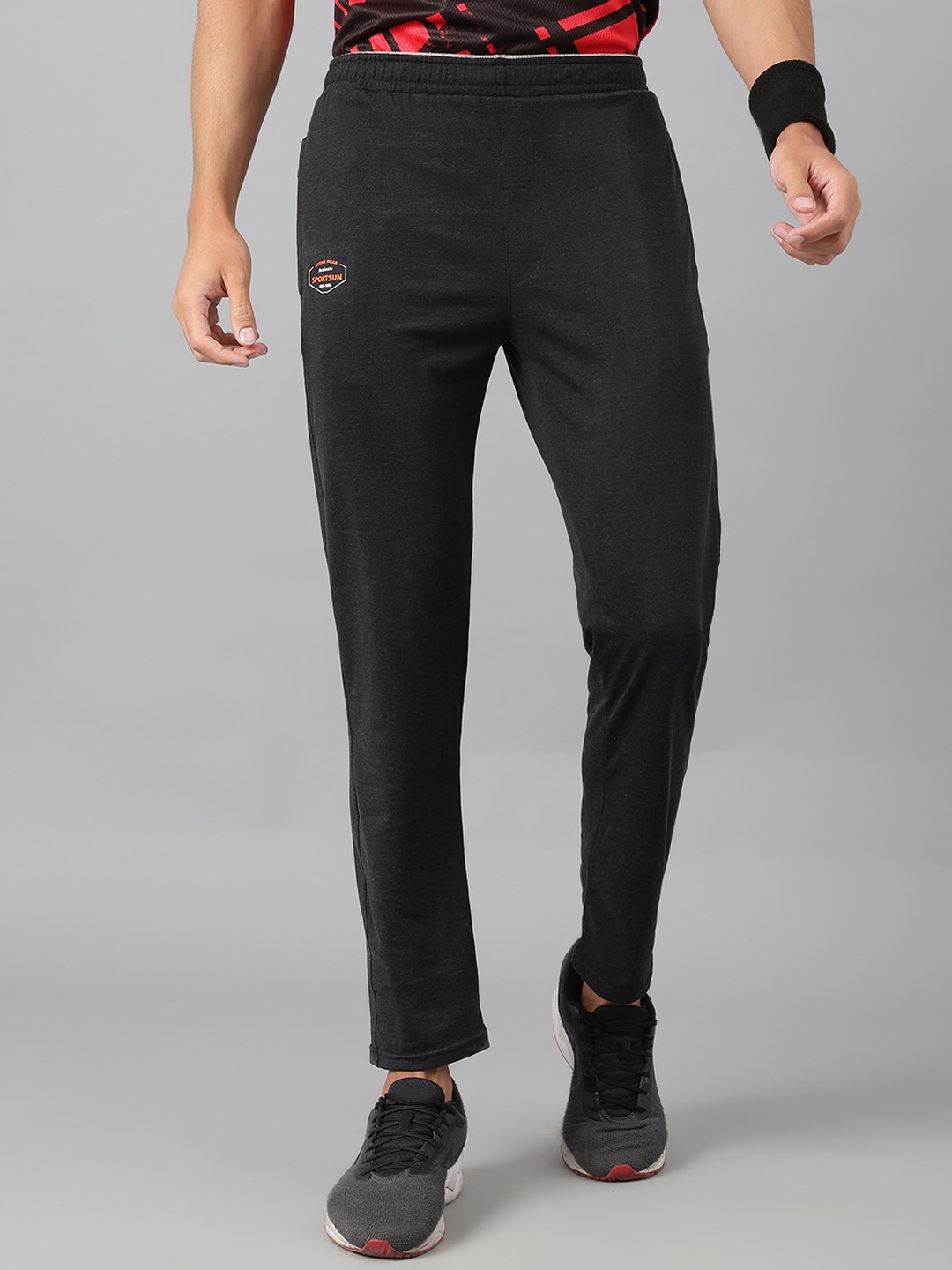 

SPORT SUN Men Mid Rise Sports Track Pants, Grey melange