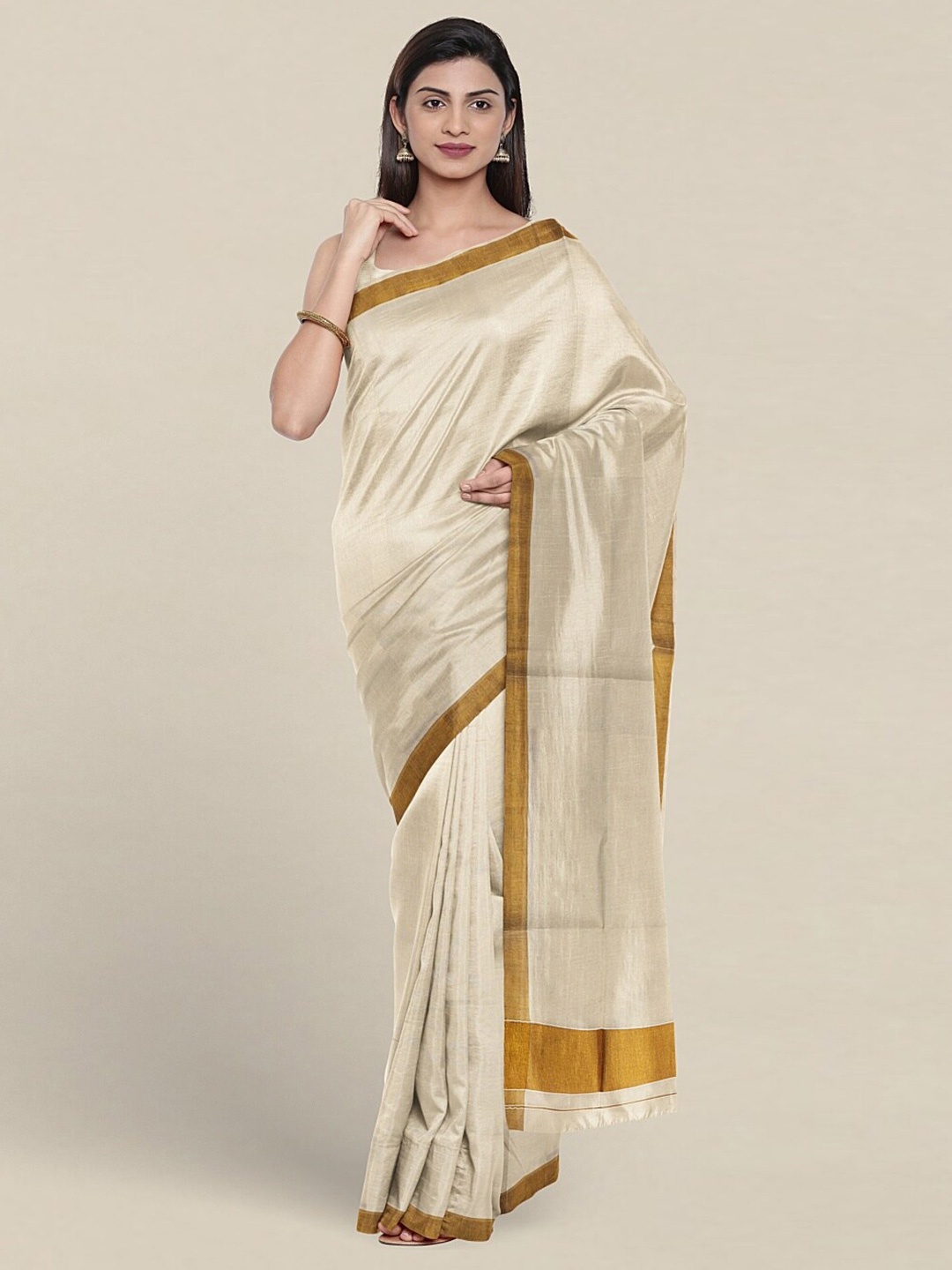 

Pothys Colourblocked Pure Cotton Saree, Cream