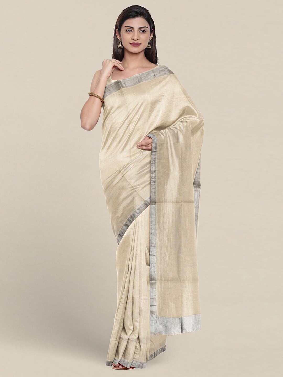 

Pothys Zari Pure Cotton Saree, Cream
