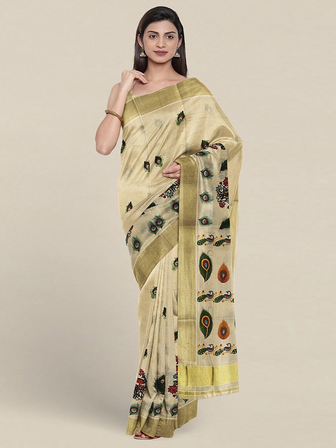 

Pothys Ethnic Motifs Zari Pure Cotton Saree, Cream