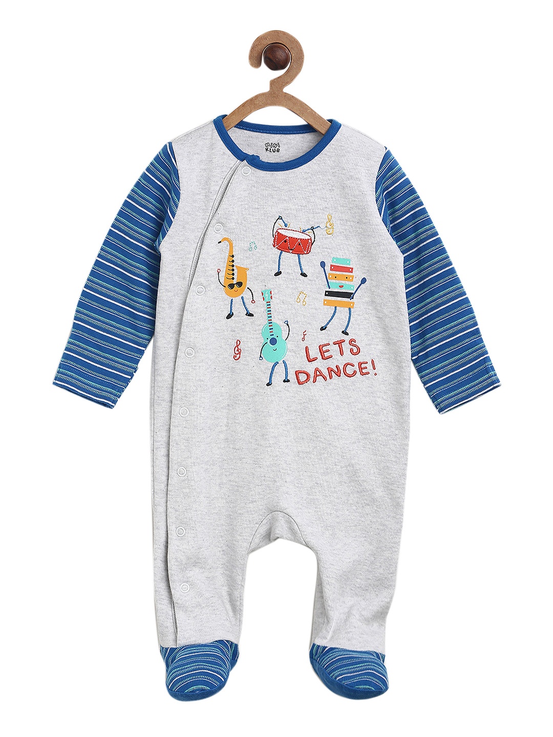 

MINI KLUB Boys Blue Printed Sleepsuit, Grey