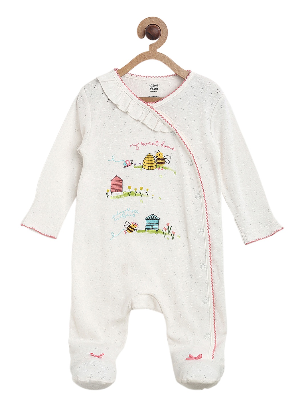 

MINI KLUB Girls Off-White Printed Sleepsuit