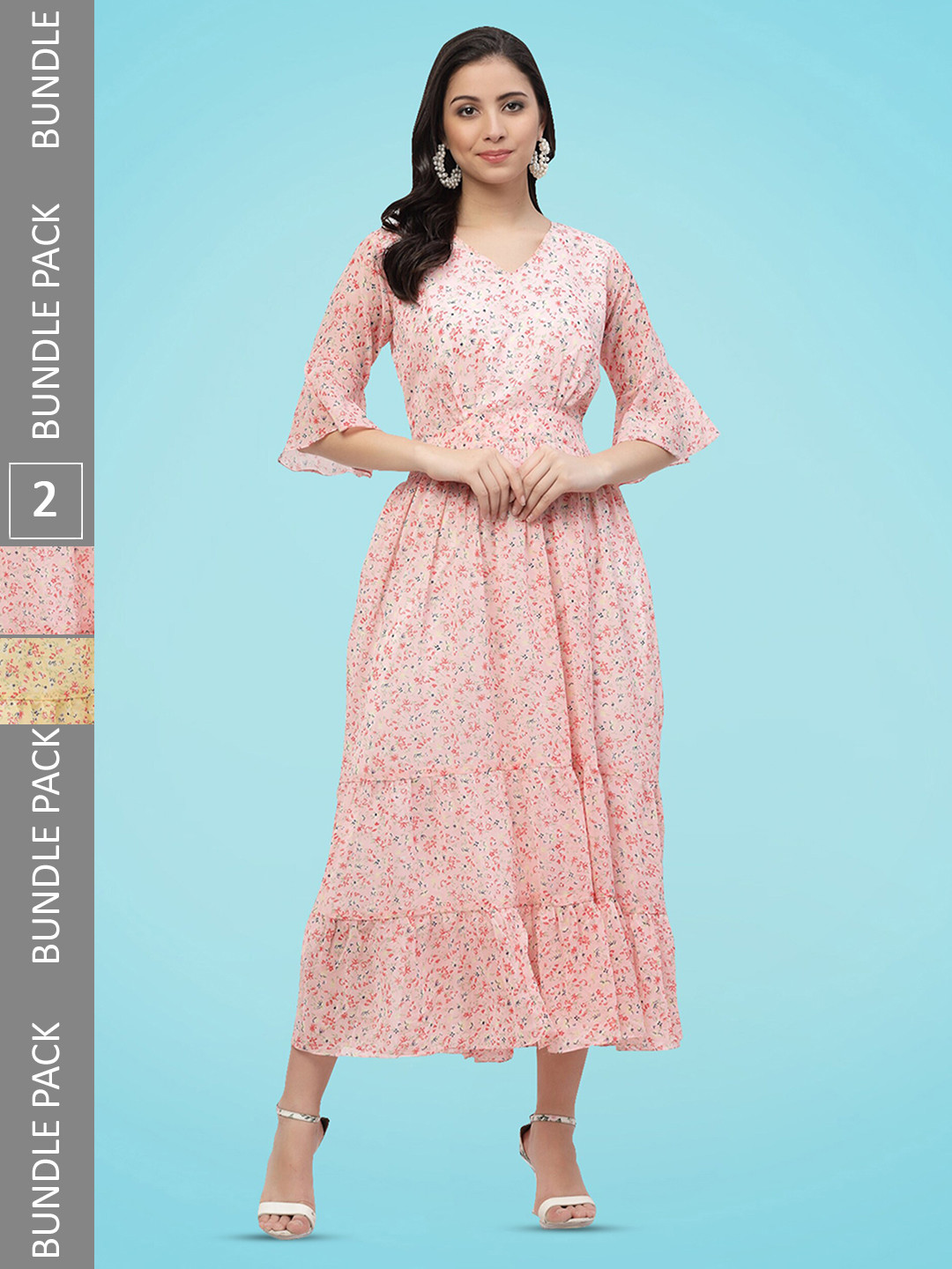 

MISS AYSE Pack Of 2 Floral Printed Maxi Dress, Pink