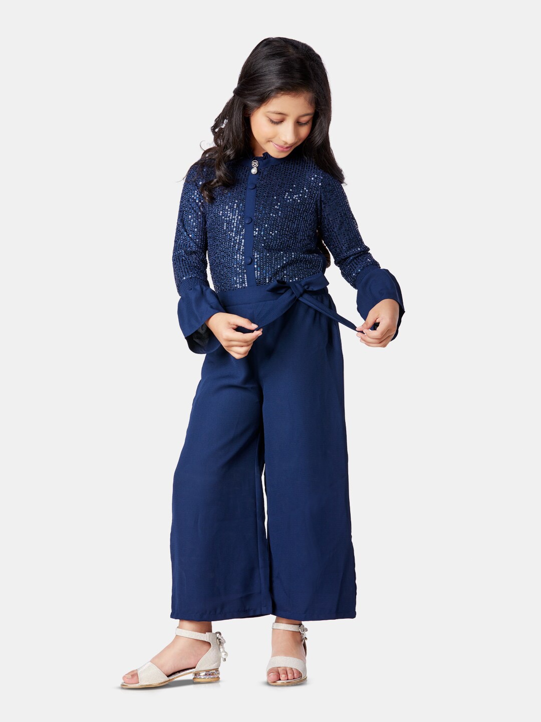 

Peppermint Girls Basic Jumpsuit with Embellished, Navy blue