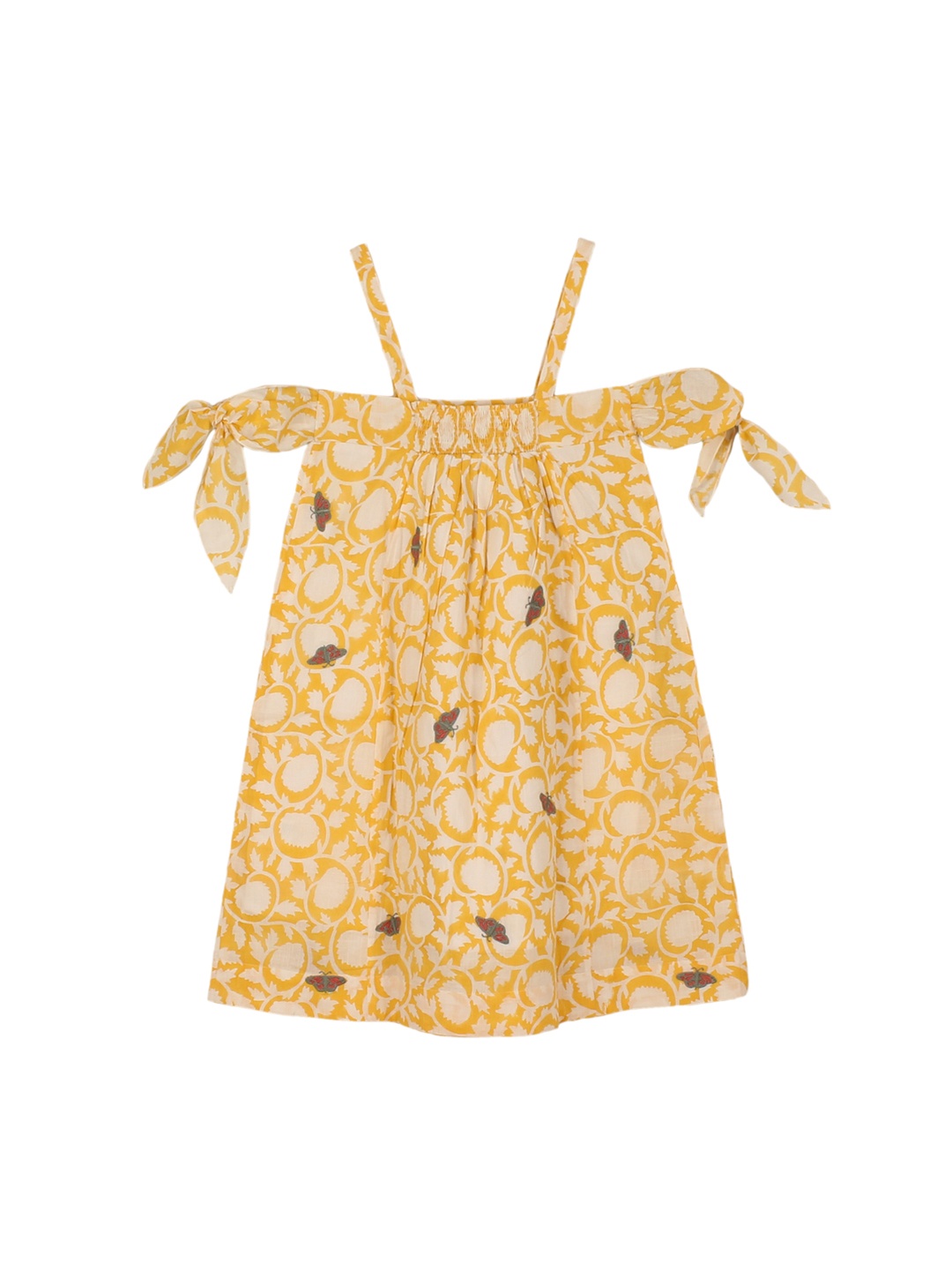 

My Little Lambs Girls Yellow Printed Empire Dress