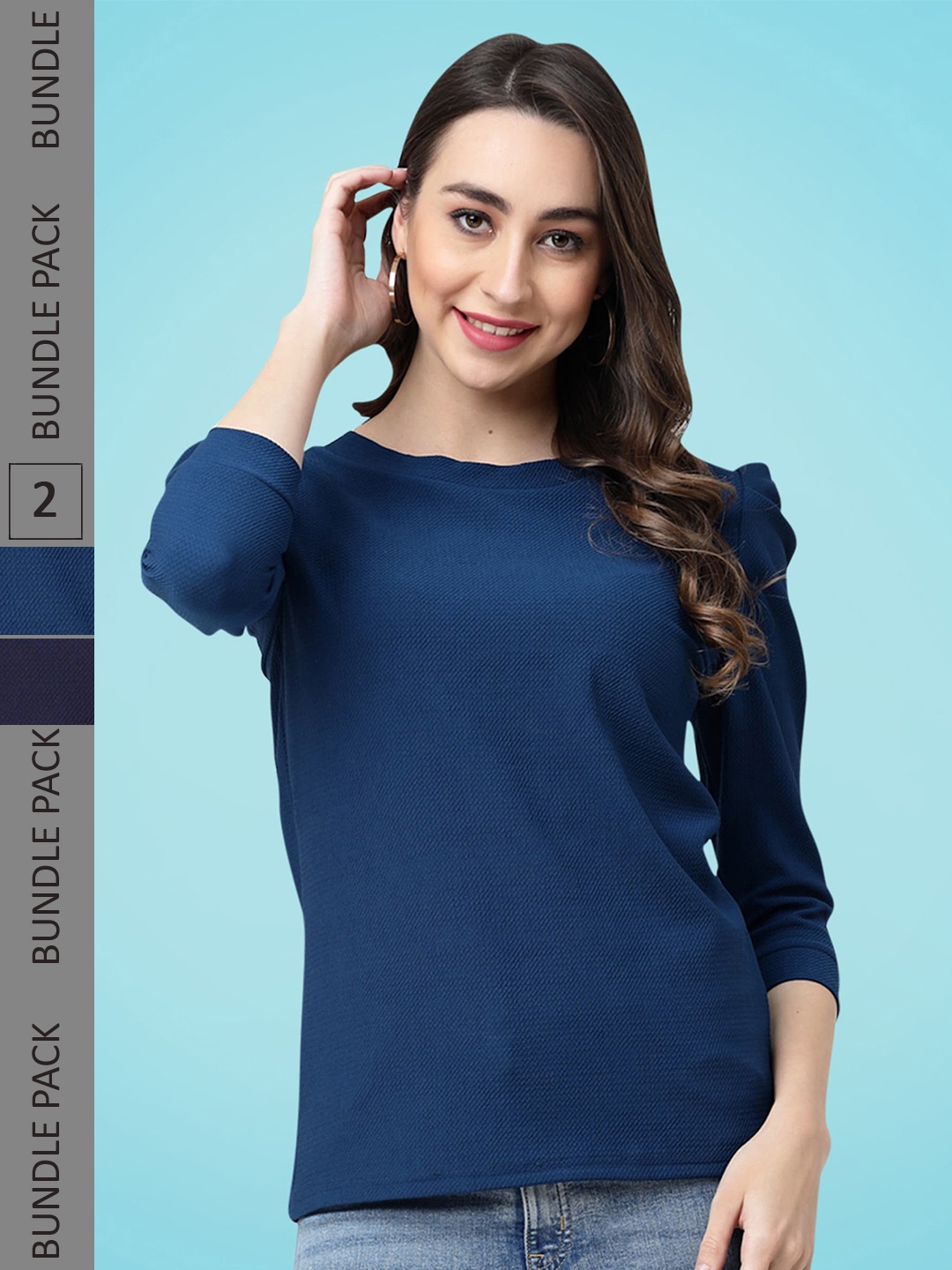 

MISS AYSE Pack Of 2 Puff Sleeves Tops, Blue