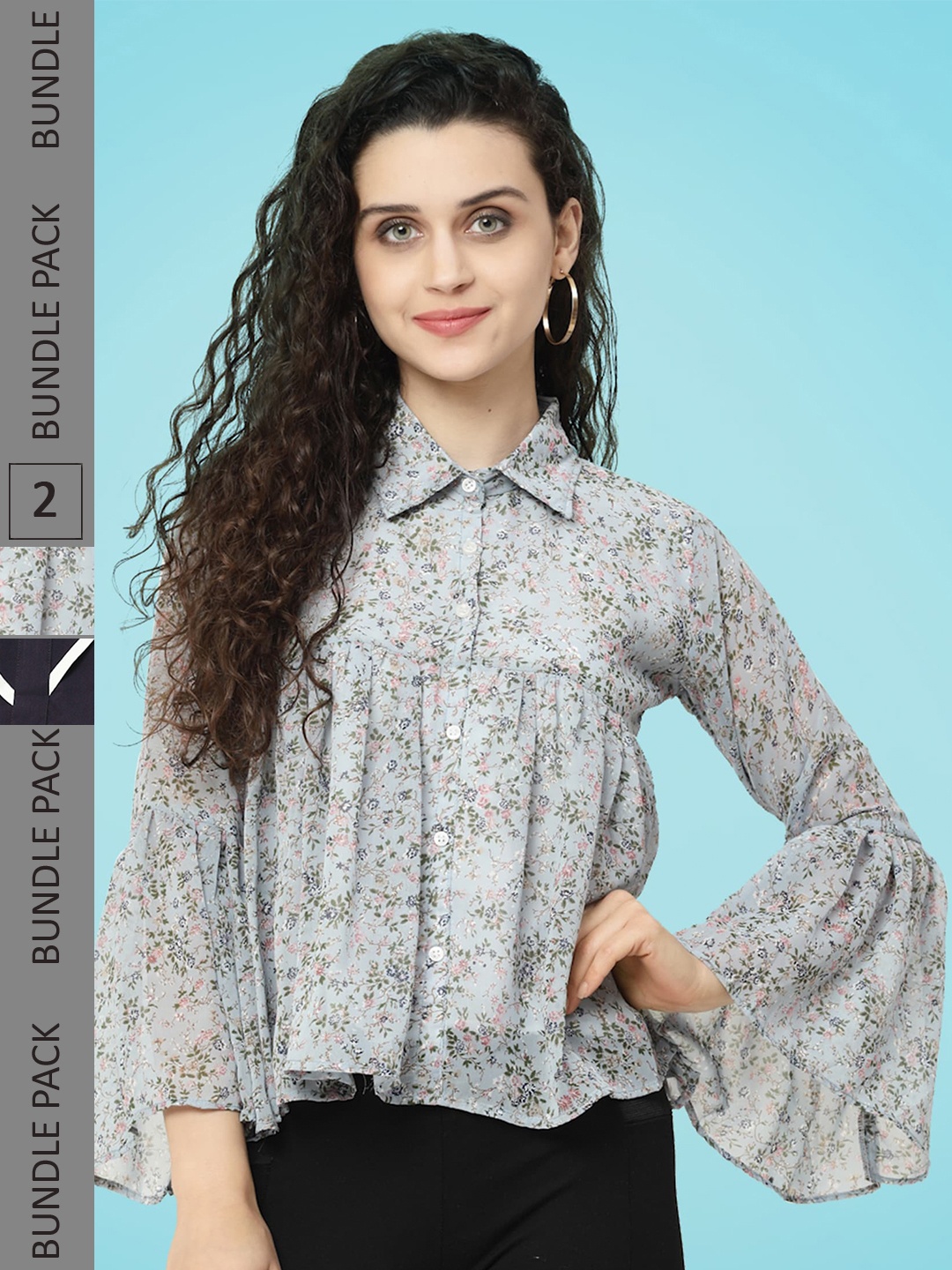 

MISS AYSE Pack Of 2 Georgette Tops, Grey