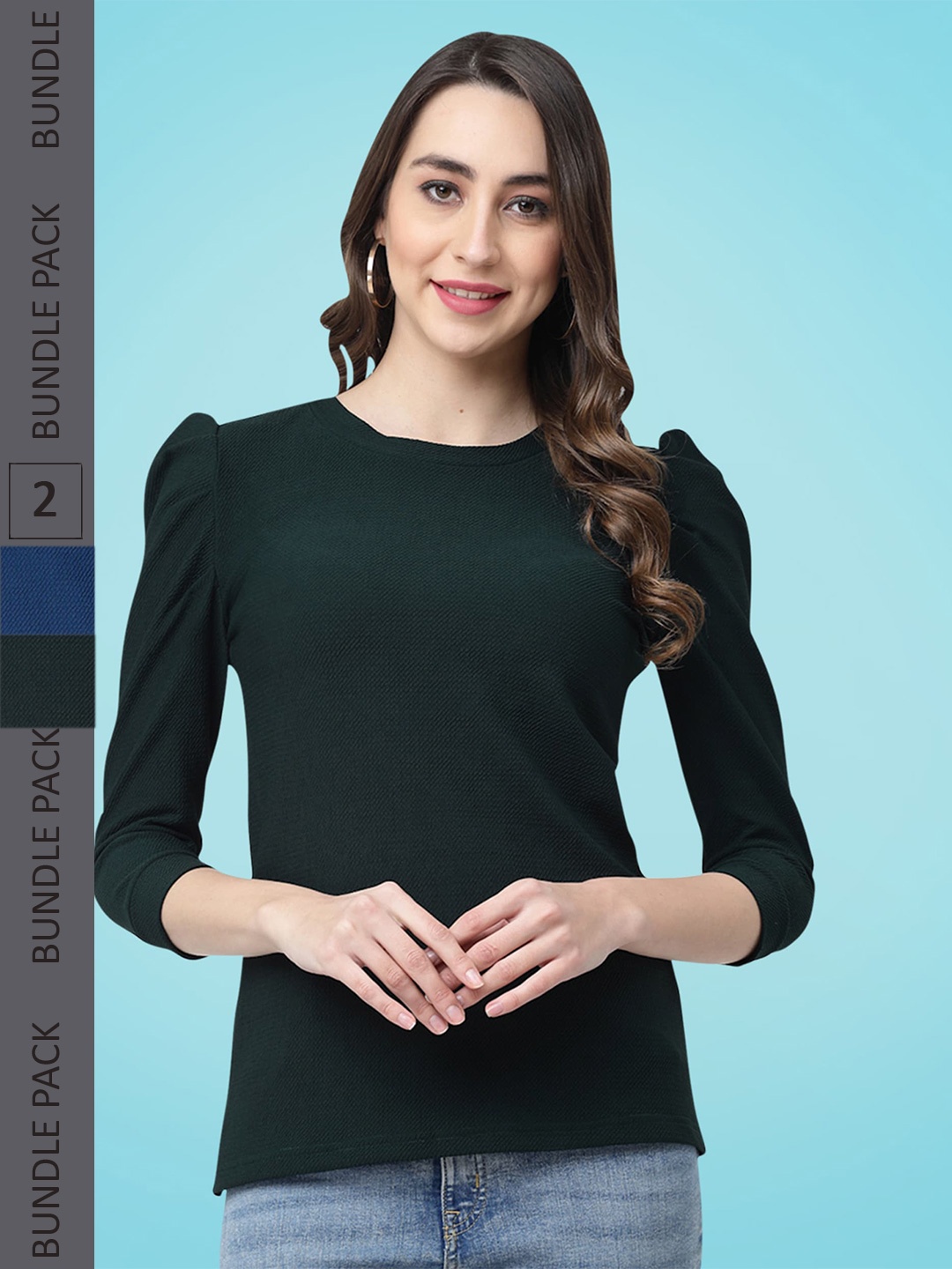 

MISS AYSE Pack Of 2 Puff Sleeves Tops, Blue