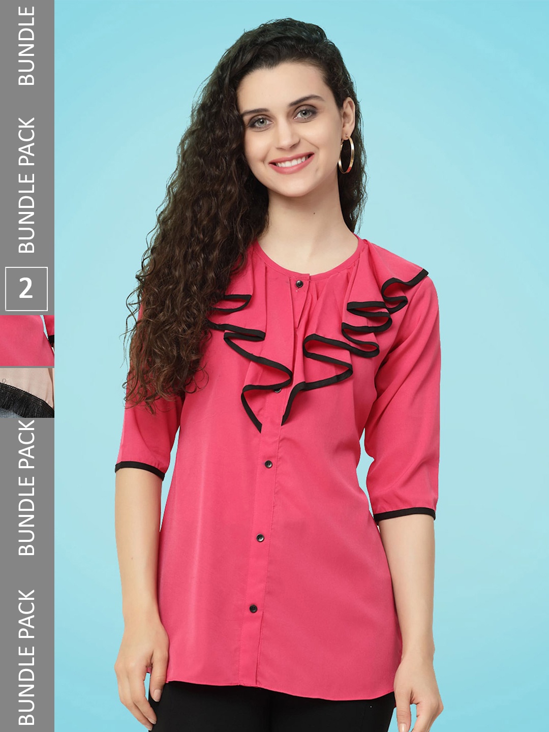 

MISS AYSE Pack Of 2 Shirt Style Top, Pink