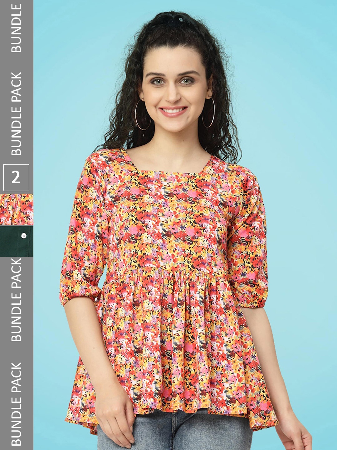 

MISS AYSE Pack Of 2 Regular Top, Orange