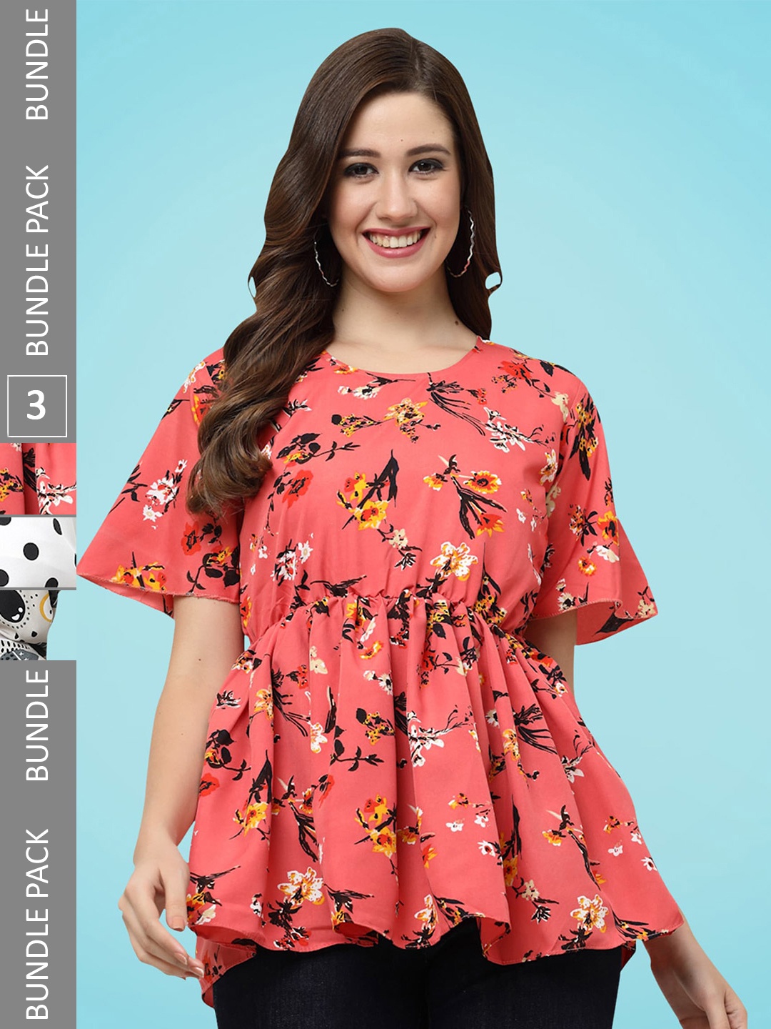 

MISS AYSE Pack Of 3 Printed Regular Top, Pink