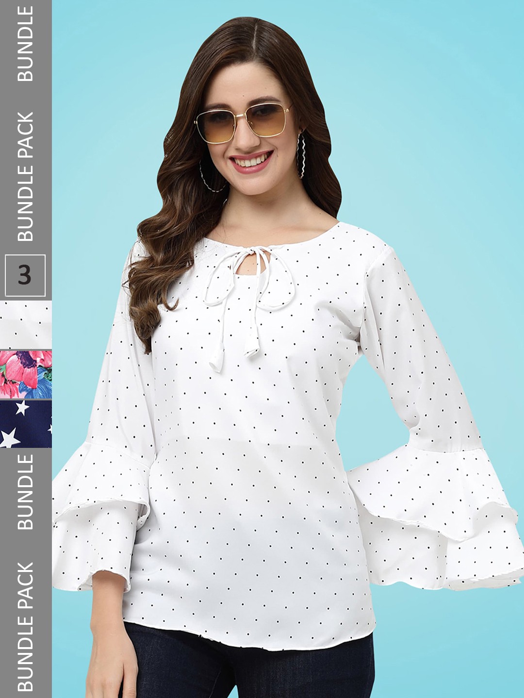 

MISS AYSE Pack Of 3 Printed Regular Top, White