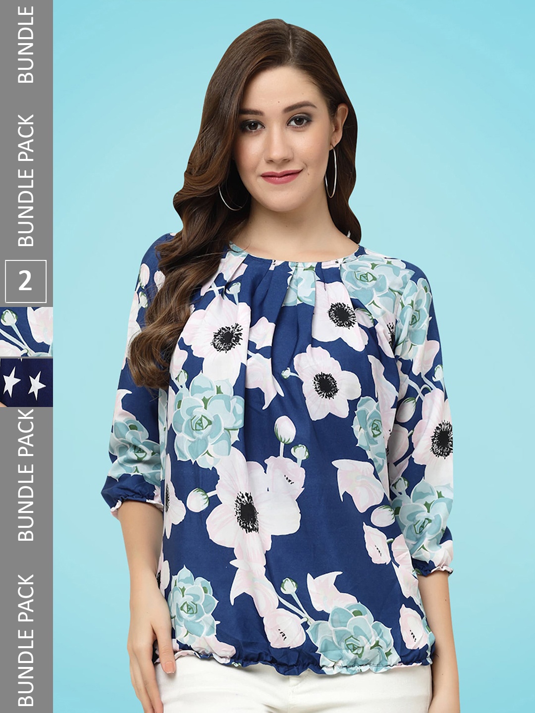 

MISS AYSE Pack Of 2 Printed Regular Top, Blue