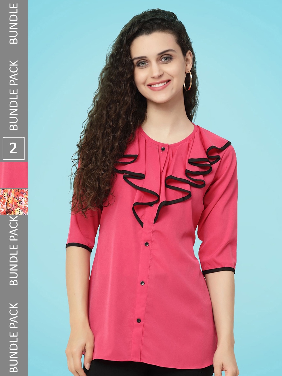 

MISS AYSE Pack Of 2 Shirt Style Top, Pink