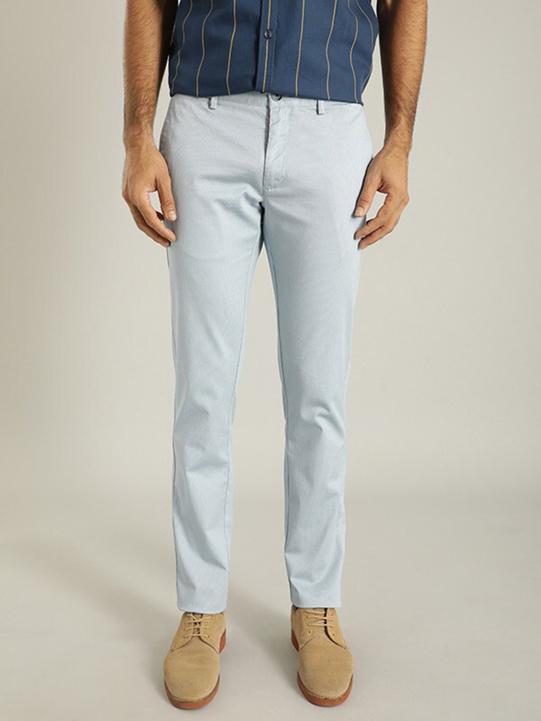 

Indian Terrain Men Brooklyn Slim Fit Mid-Rise Trousers, Blue