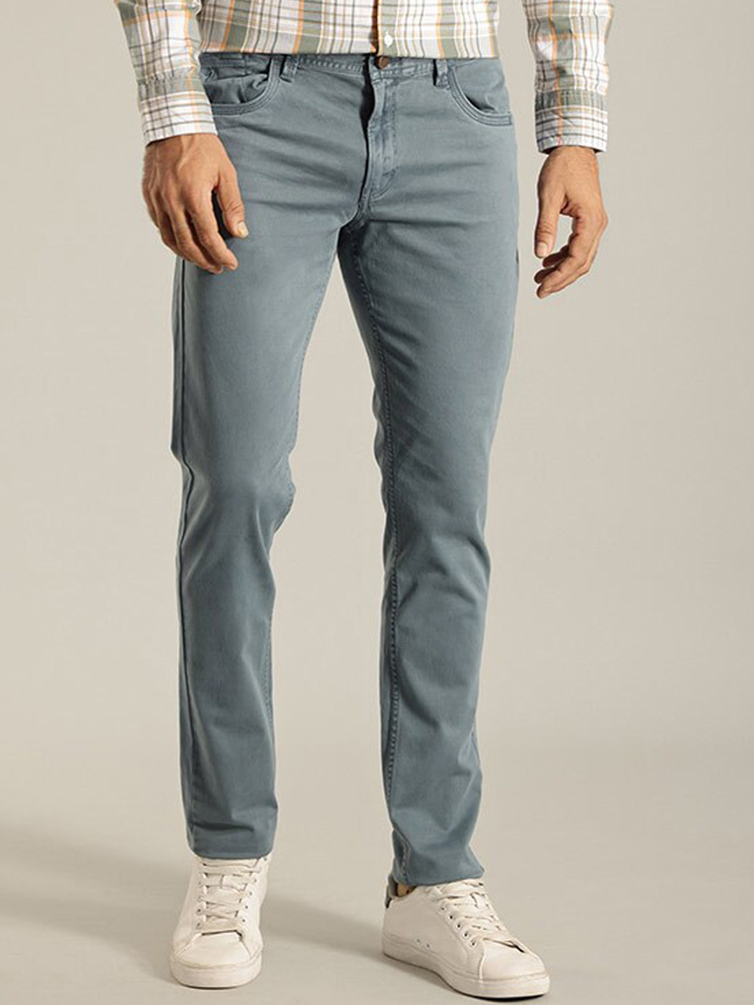 

Indian Terrain Men Brooklyn Mid Rise Slim Fit Chinos, Blue