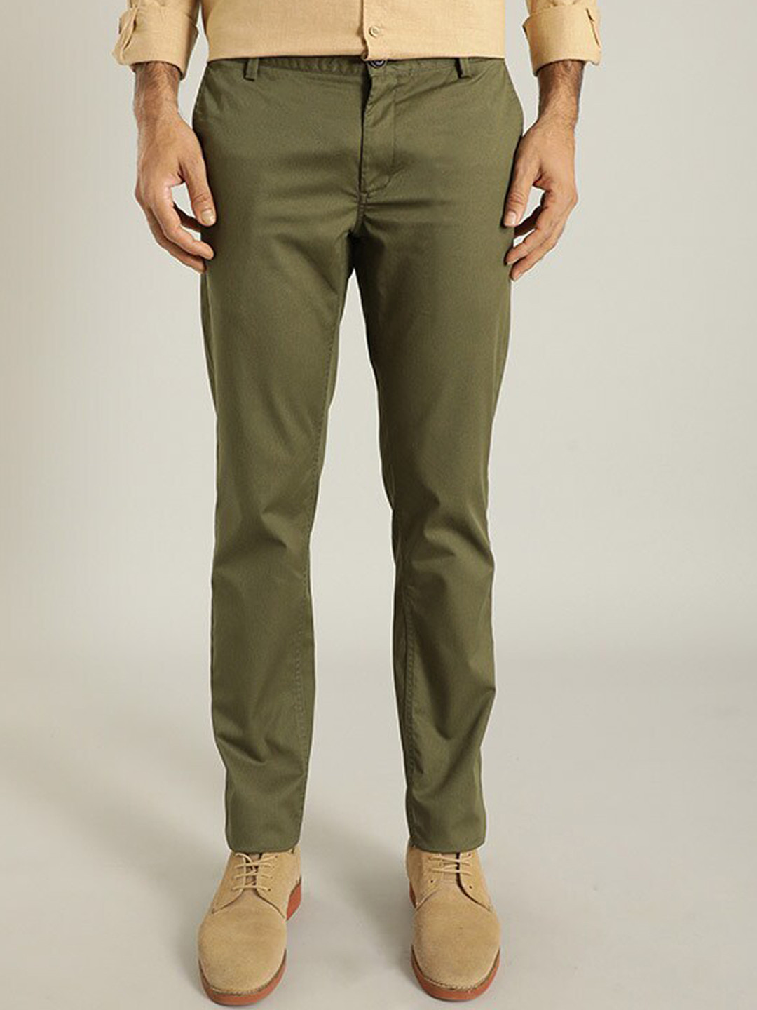 

Indian Terrain Men Brooklyn Slim Fit Trousers, Olive